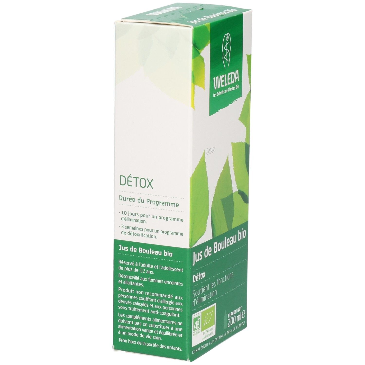 Jus de Bouleau bio Weleda: Détox. Durée du programme: 10 jours. Pour personnes dès 12 ans.