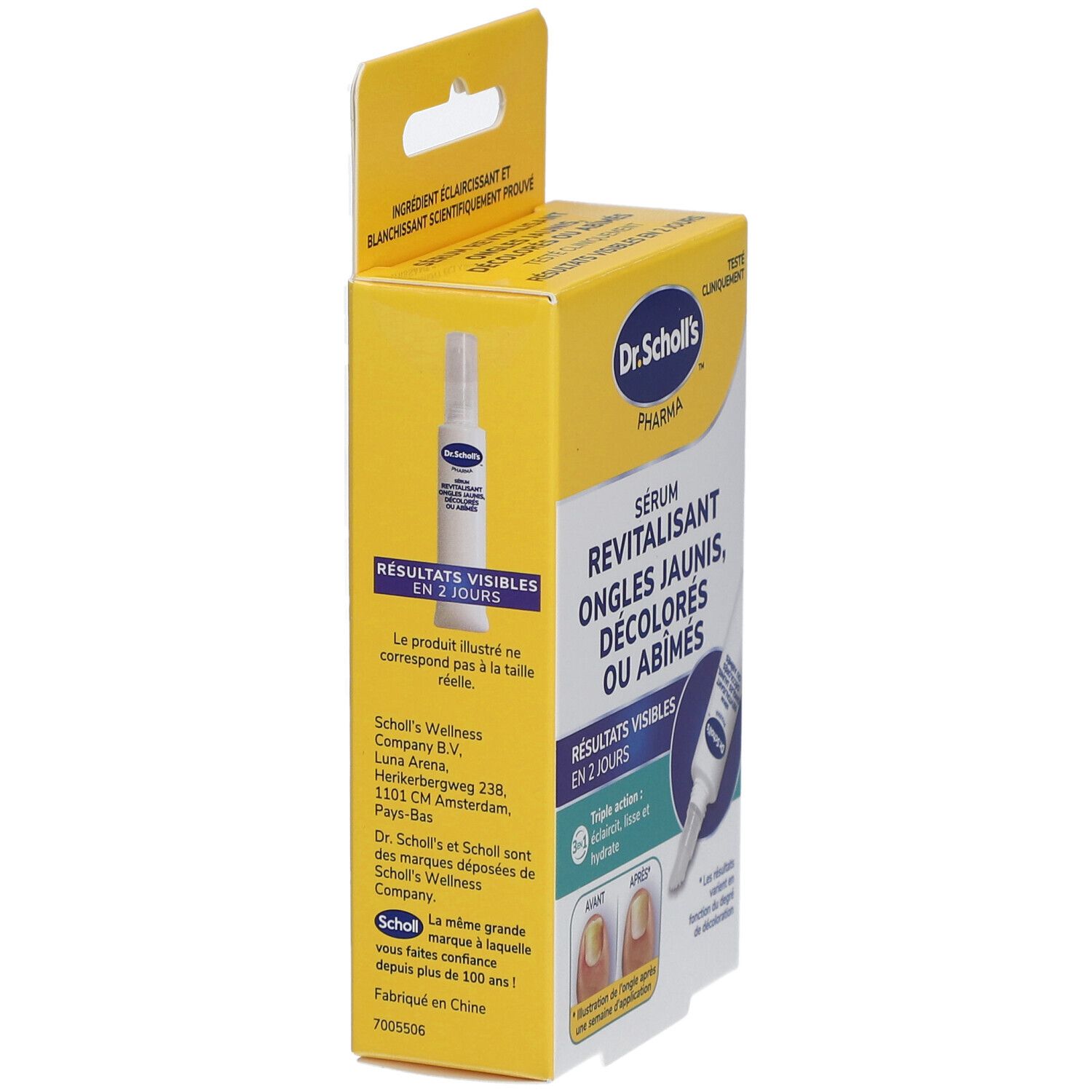 Dr. Scholl's Sérum Revitalisant Ongles Jaunis, Décolorés ou Abîmés - Triple Action: éclaircit, lisse, et hydrate