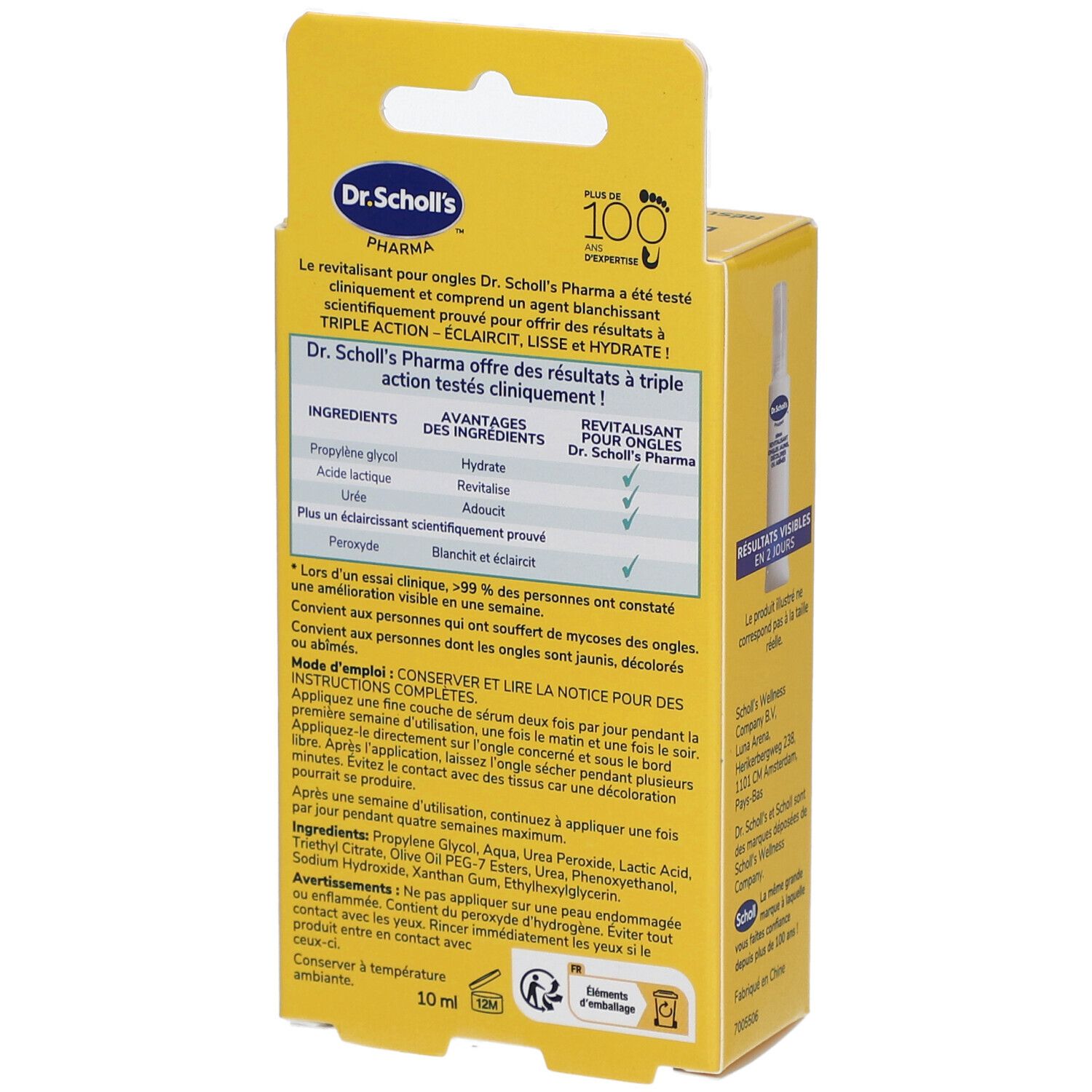 Dr. Scholl's Sérum Revitalisant Ongles Jaunis, Décolorés ou Abîmés - Triple Action: éclaircit, lisse, et hydrate