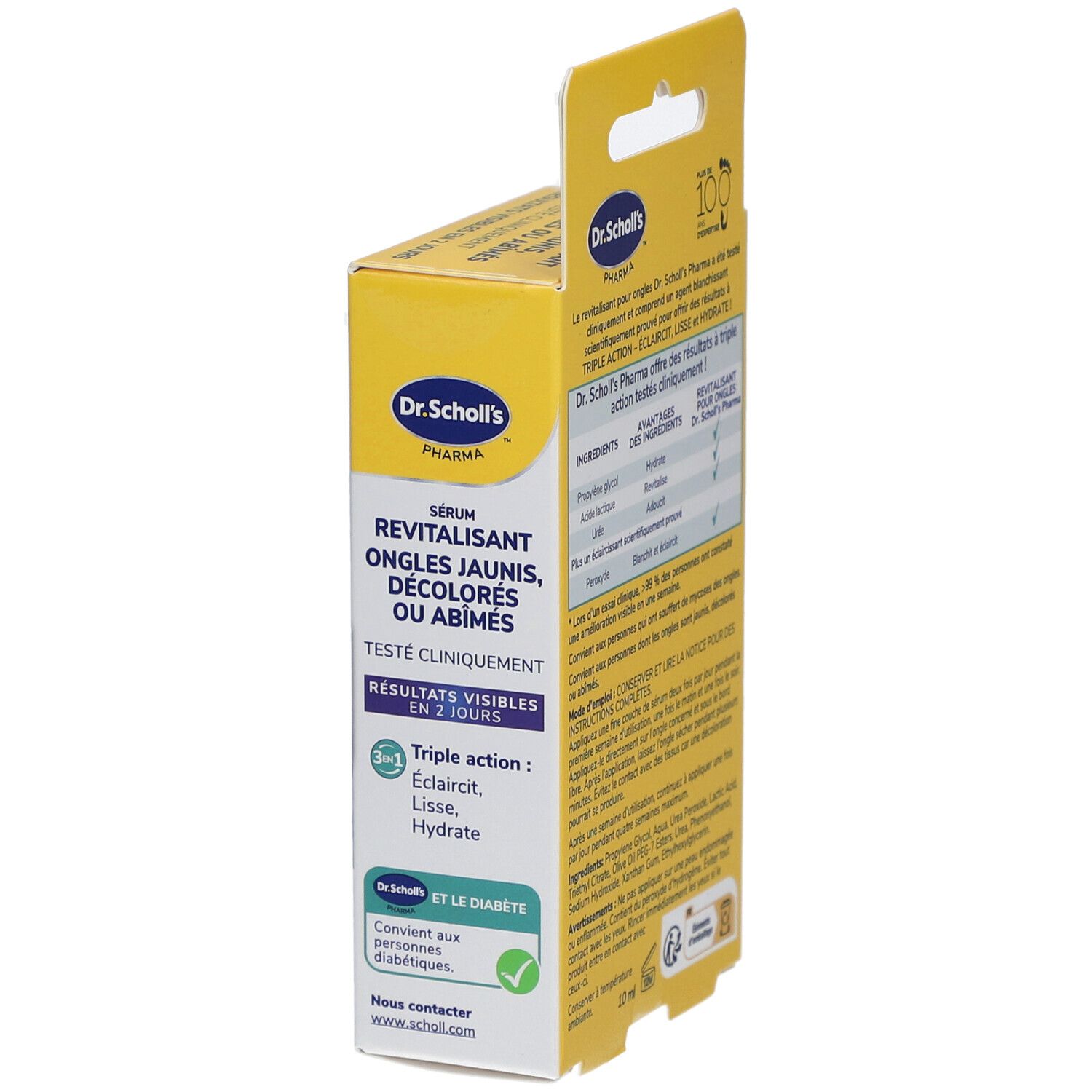Dr. Scholl's Sérum Revitalisant Ongles Jaunis, Décolorés ou Abîmés - Triple Action: éclaircit, lisse, et hydrate