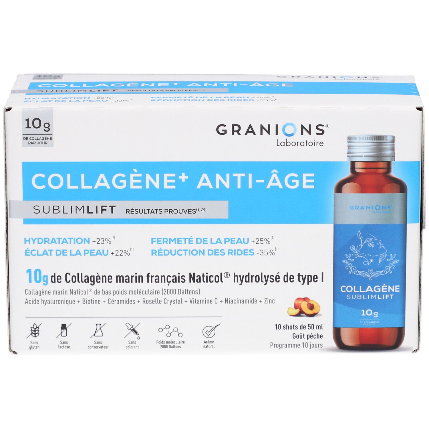 GRANIONS Collagène + Anti-Âge Goût Pêche