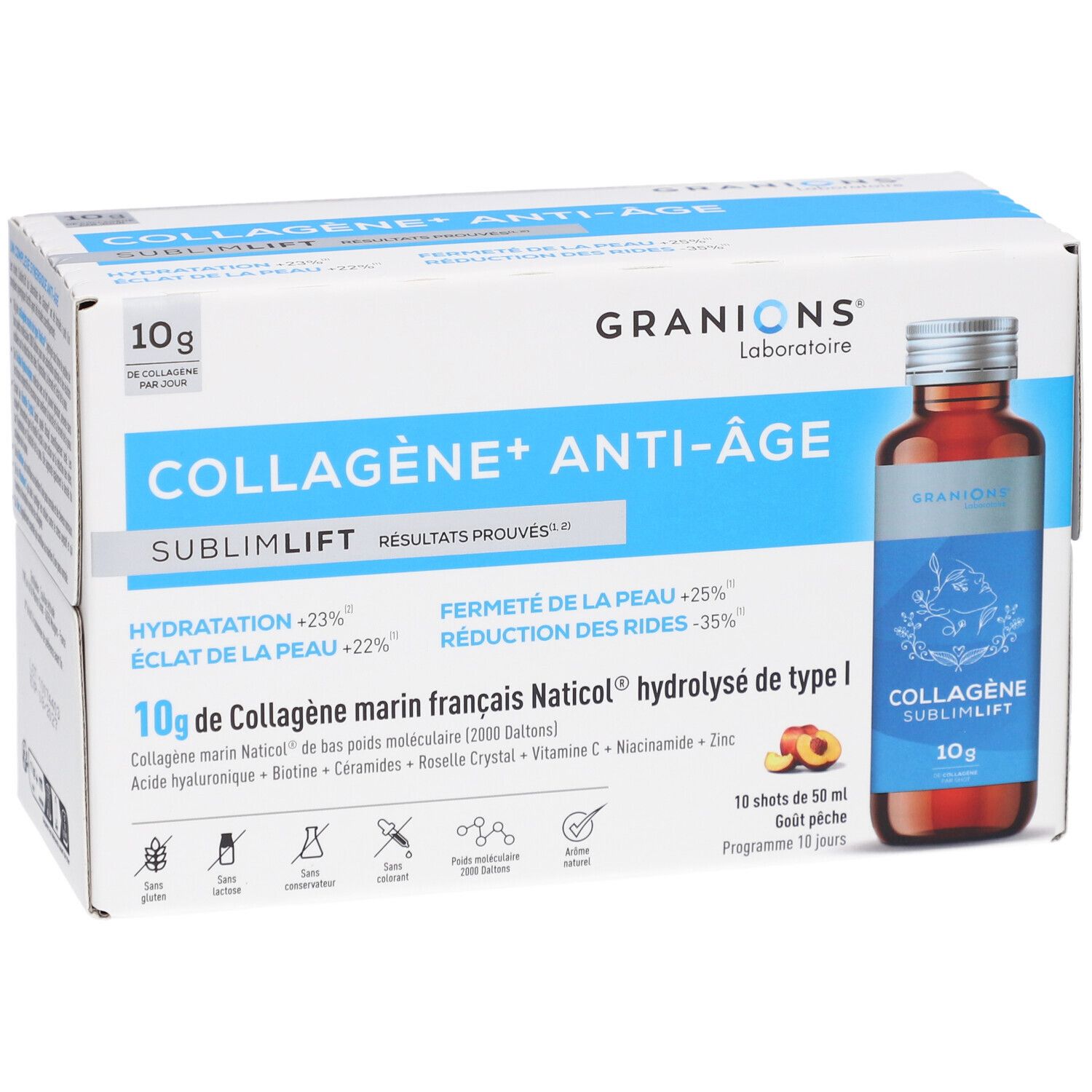GRANIONS Collagène + Anti-Âge Goût Pêche