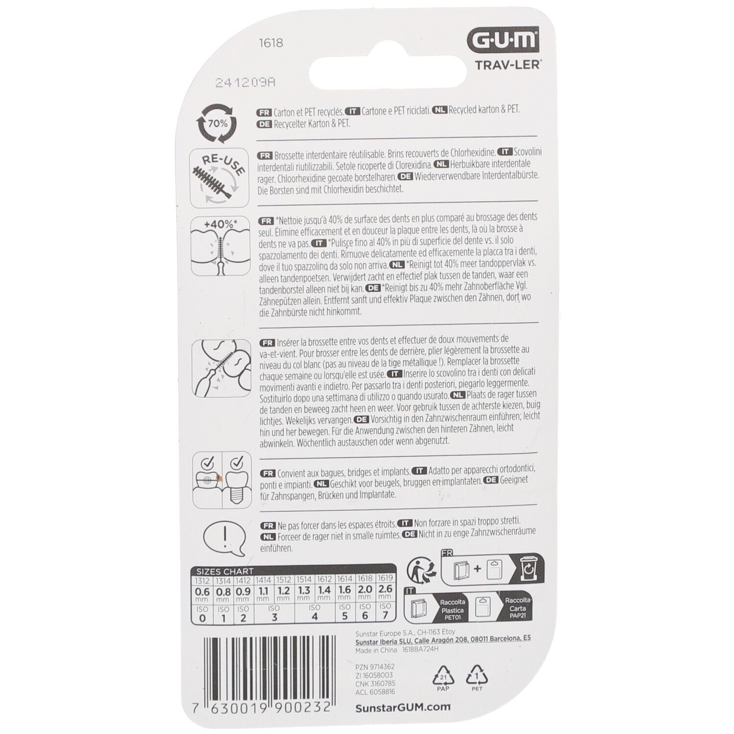 SUNSTAR Gum Trav-ler Brossette Interdentaire Taille 6