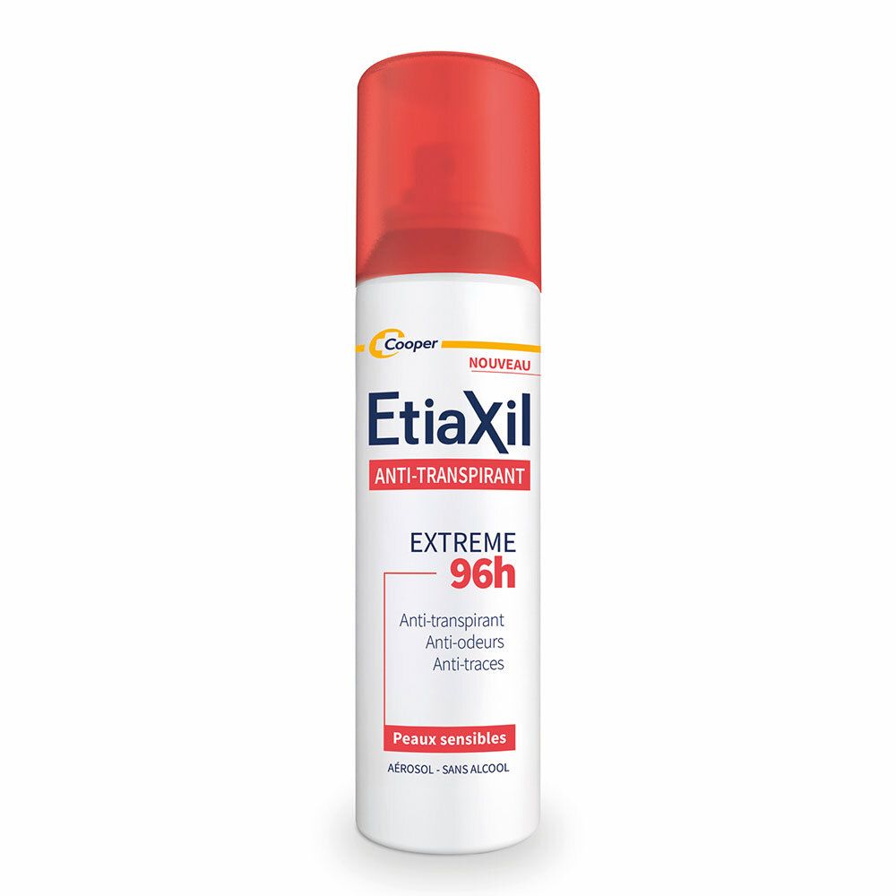 Etiaxil Anti-Transpirant Extreme 96h Aérosol avec bouchon rouge.