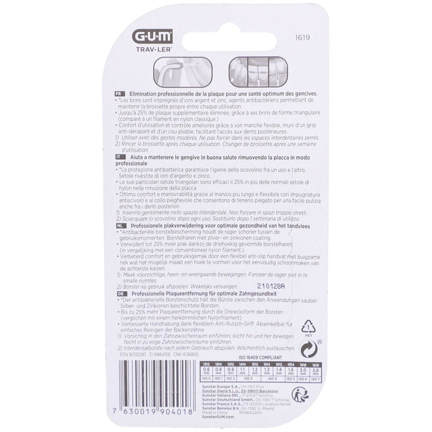 Brosses interdentaires Gum® Trav-Ler ISO7 2,6 mm - Protection antibactérienne
