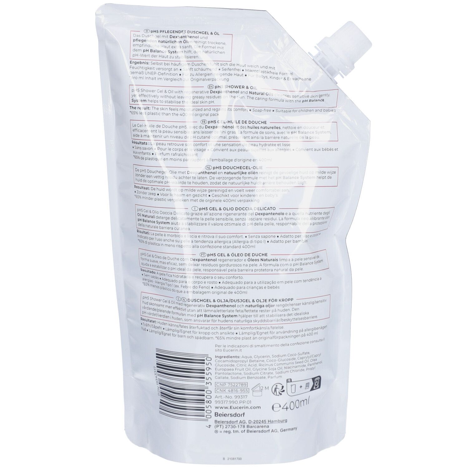Eucerin pH5 Gel-Huile de Douche Éco-Recharge