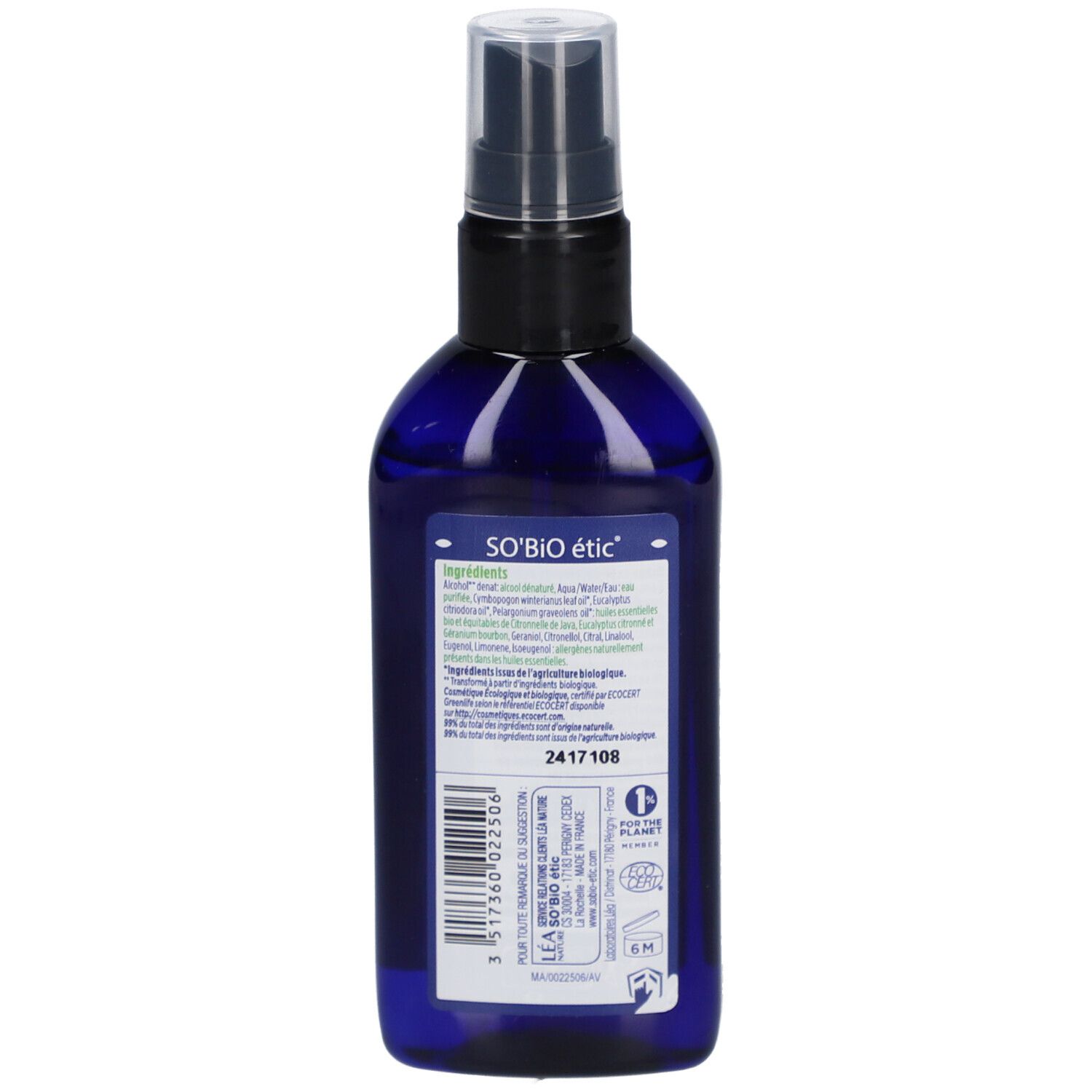 SO BIO ETIC Spray Protecteur Citronnelle