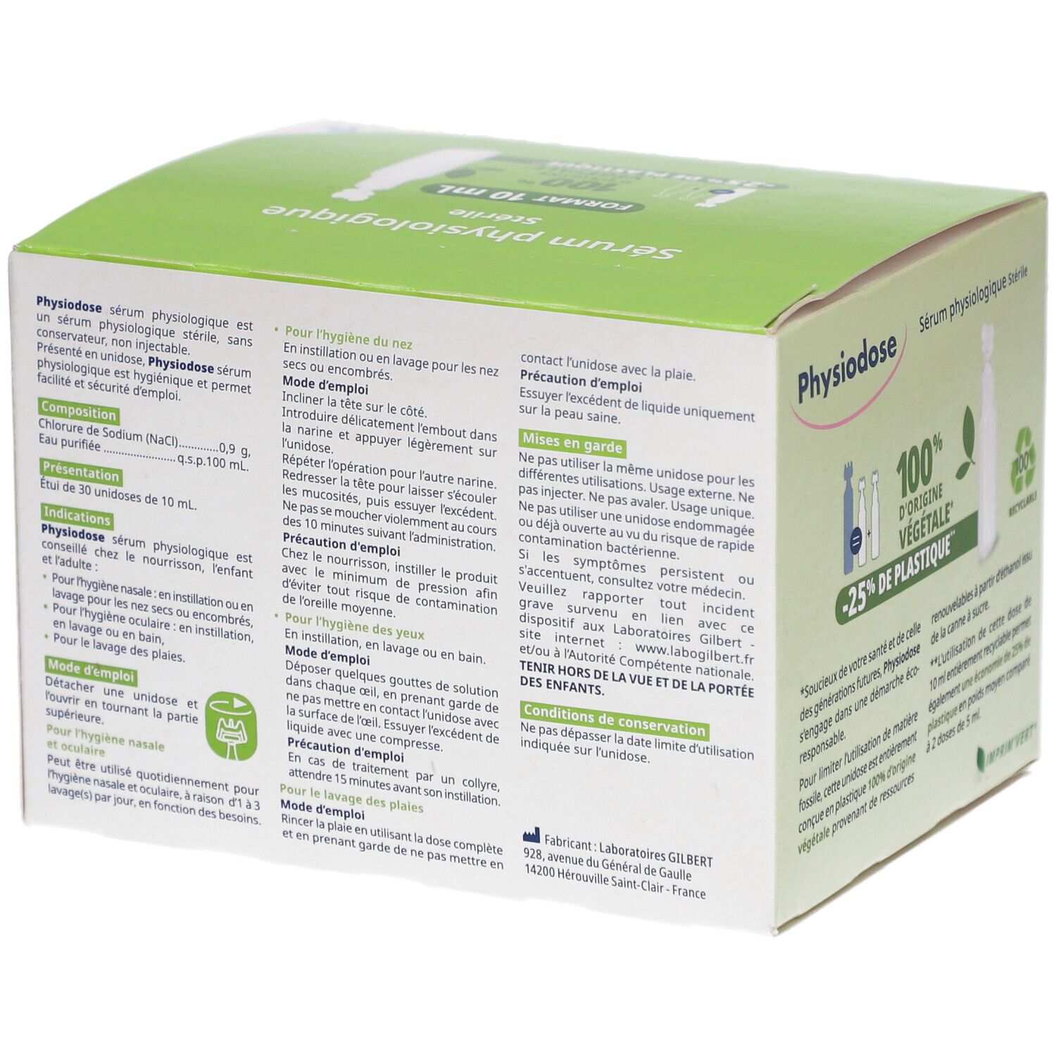 PHYSIODOSE Sérum Physiologique 30 x 10 ml