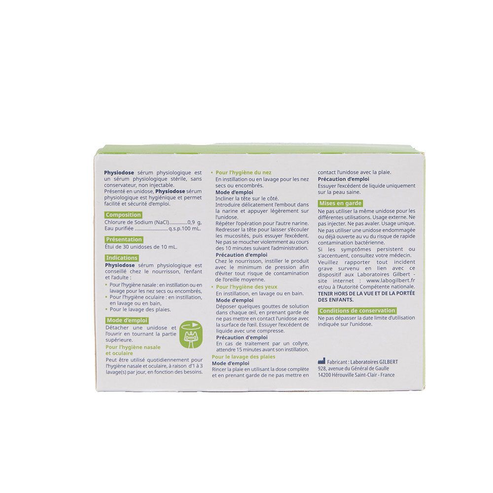 PHYSIODOSE Sérum Physiologique 30 x 10 ml