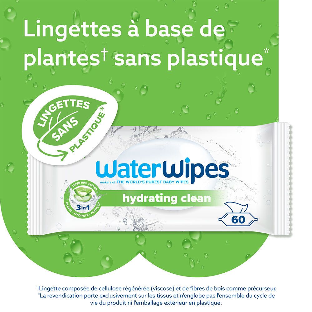 WATERWIPES Lingettes hydratantes à l'aloé vera