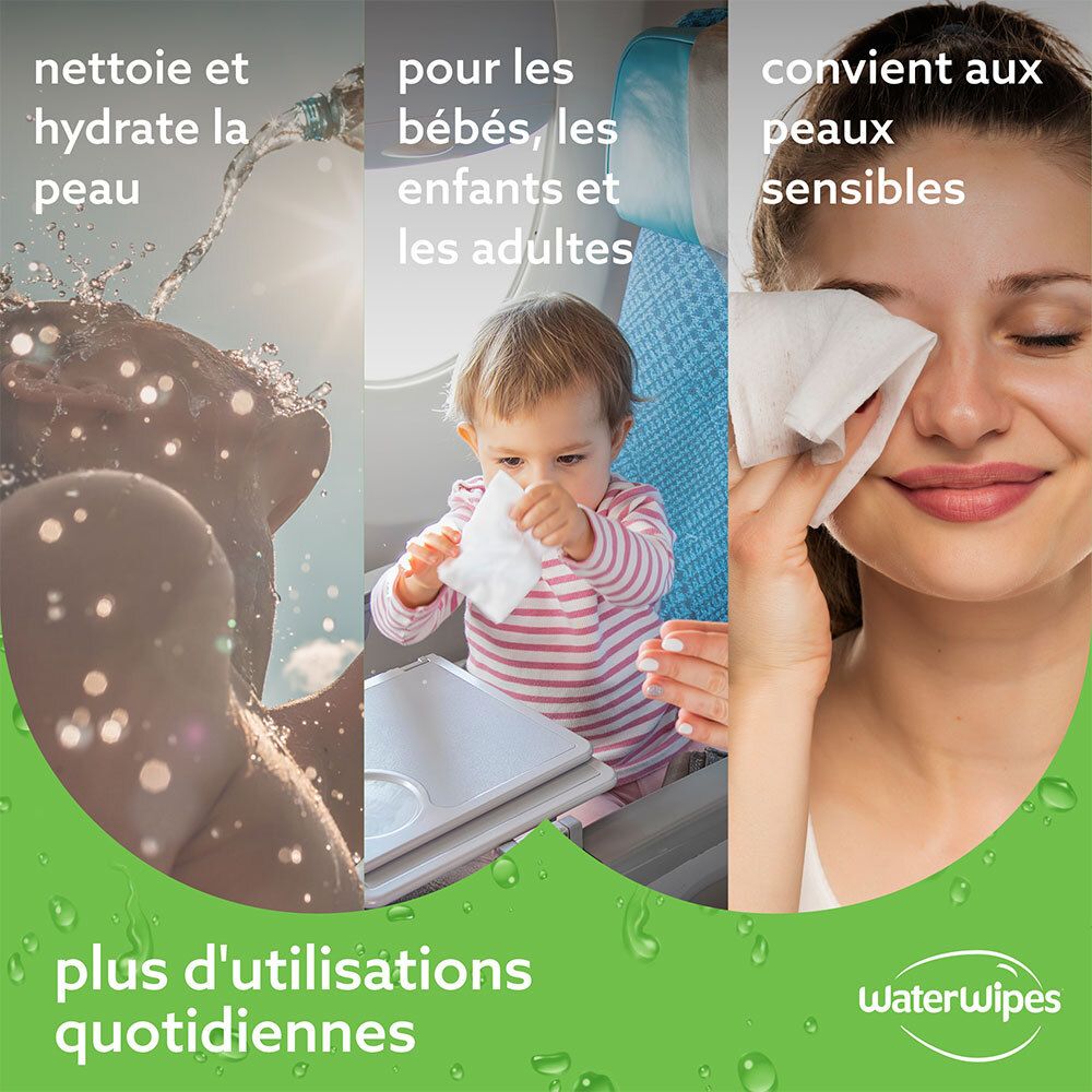 WATERWIPES Lingettes hydratantes à l'aloé vera