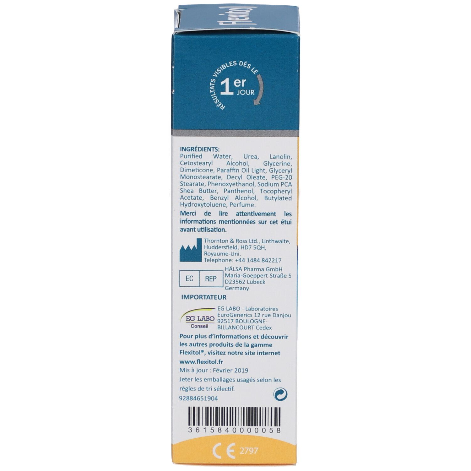 Flexitol Baume réparateur mains abîmées 10 % urée