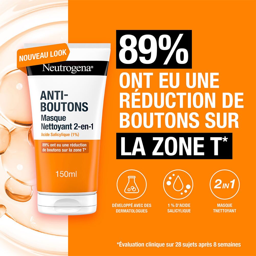 Neutrogena 2-en-1 Nettoyant Exfoliant & Masque Anti-Imperfections