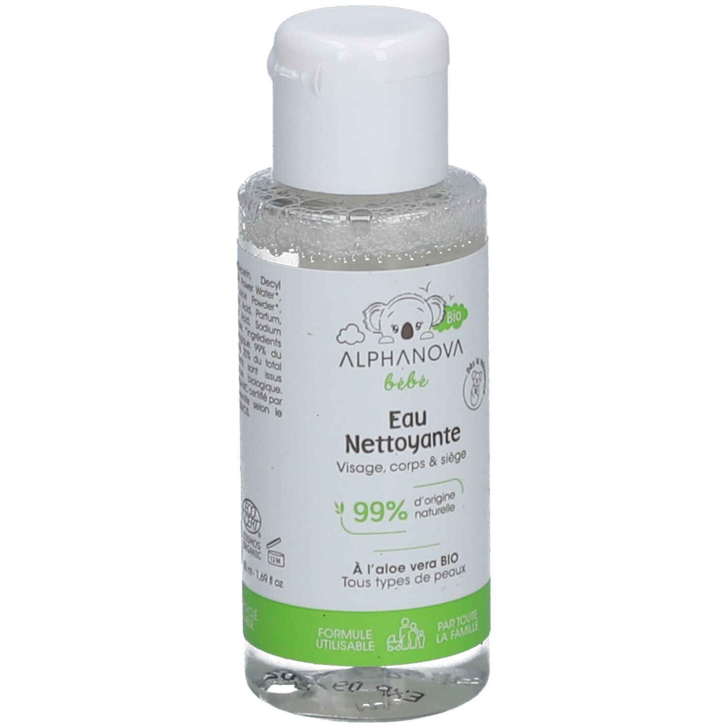 Alphanova Bébé Eau nettoyante visage, corps et siège à l’aloe vera bio