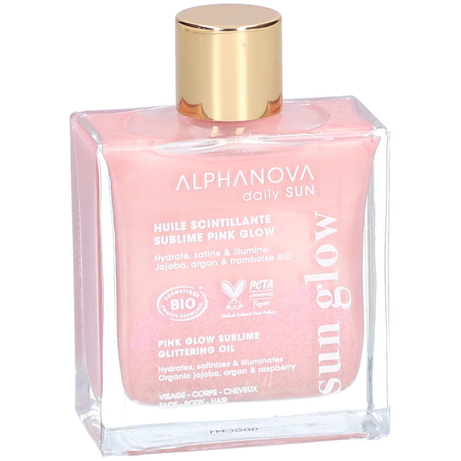 Alphanova Huile scintillante Pink Glow aux huiles bio jojoba argan framboise
