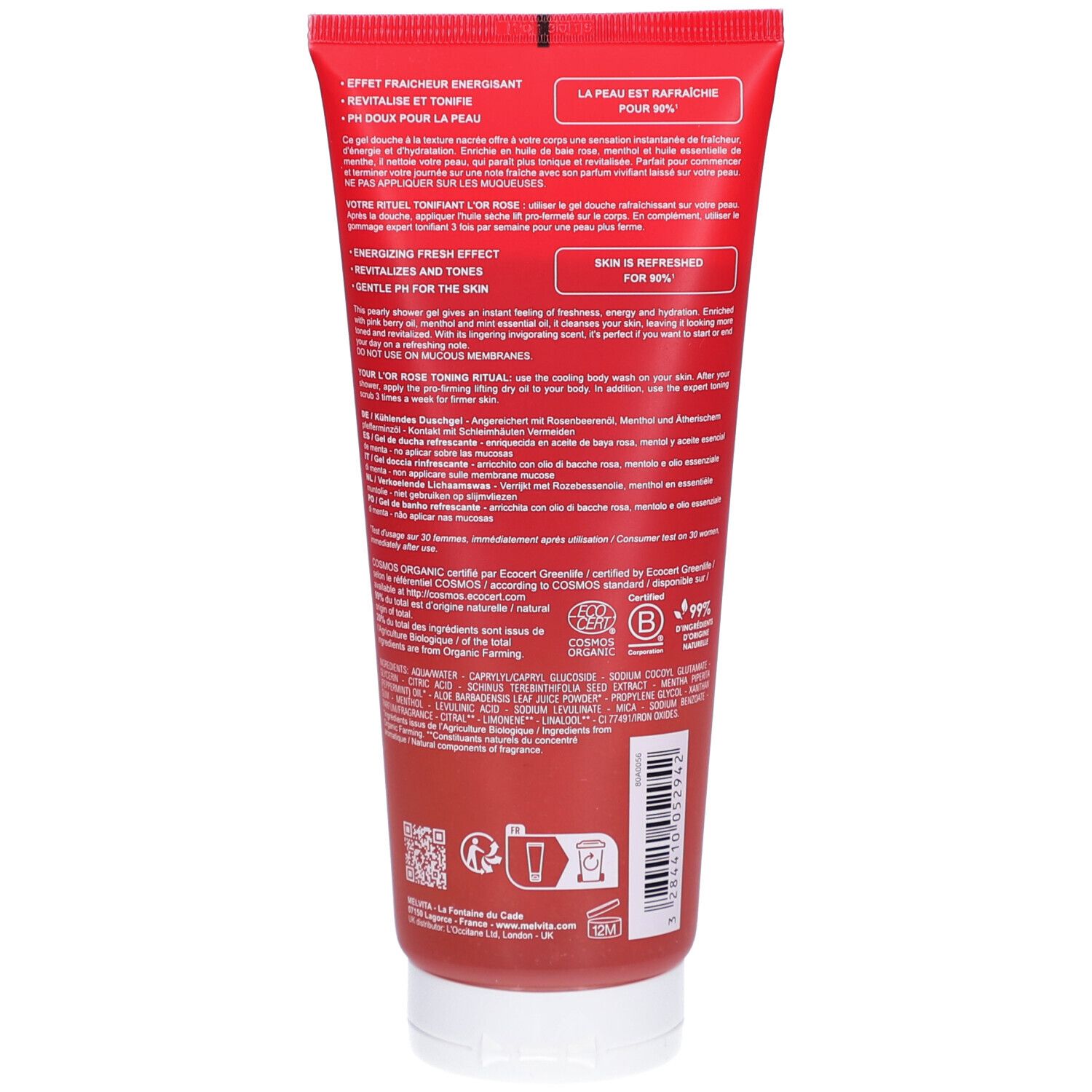 MELVITA Gel Douche Rafraîchissant l'Or Rose