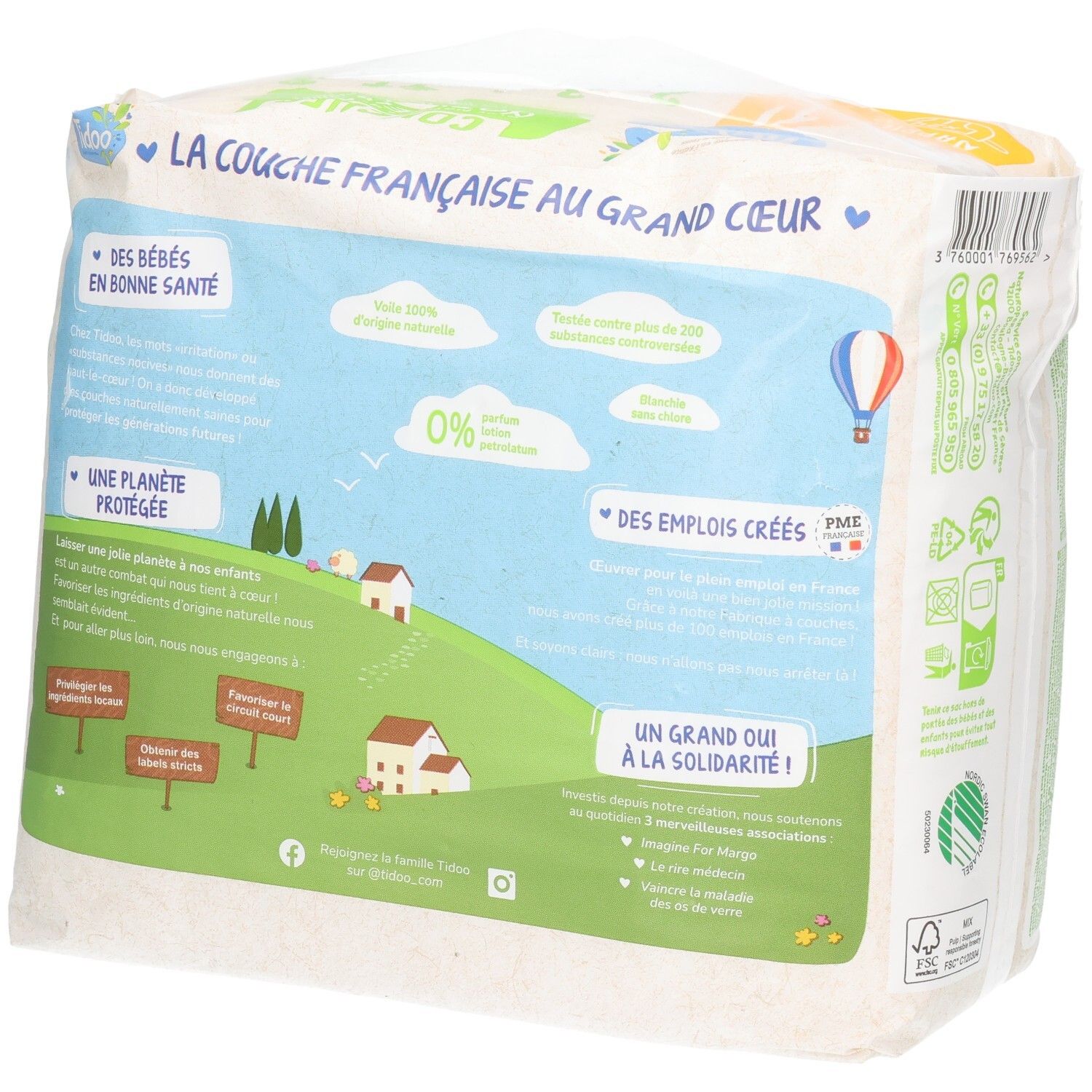 Tidoo Couches écologiques Taille 1, paquet de 24. Couches naturelles pour bébés de 2-5 kg.