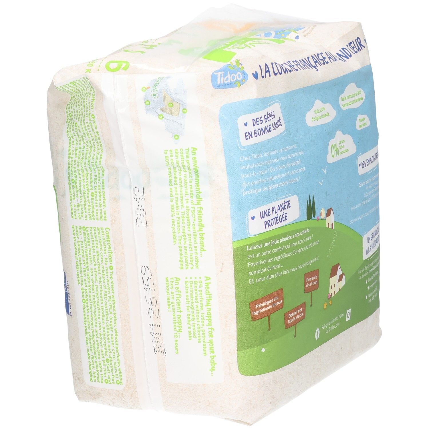 Tidoo Couches écologiques Taille 1, paquet de 24. Couches naturelles pour bébés de 2-5 kg.