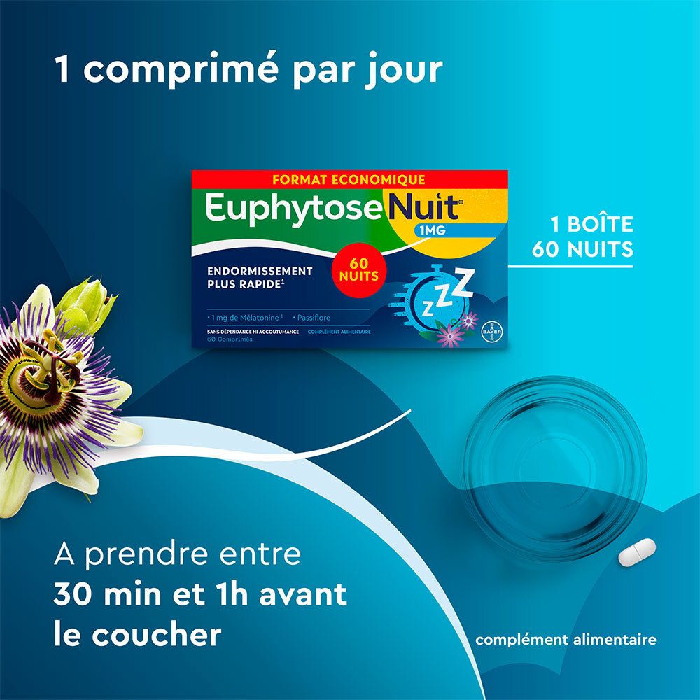 Euphytose Nuit – Complément alimentaire sommeil à la mélatonine et passiflore