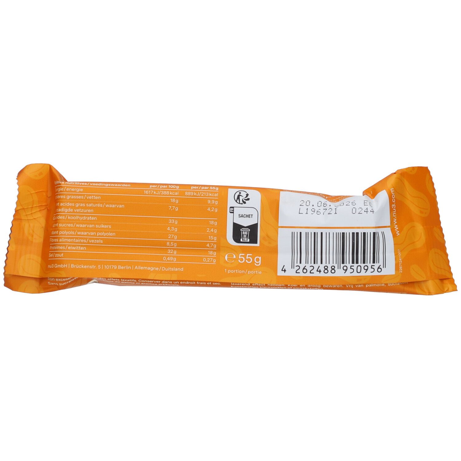 NU3 Fit Protein Bar Cacahuète Caramel x Jujufitcats