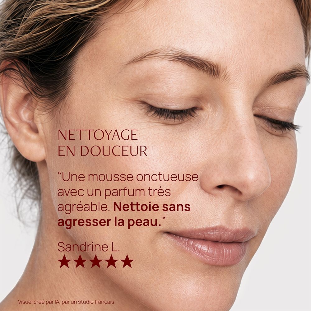 Femme yeux fermés, nettoyage doux de la peau.