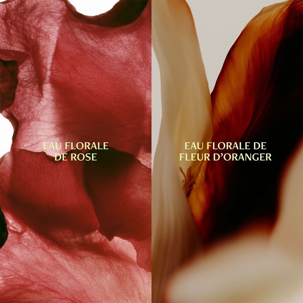 Pétales de rose et fleur d'oranger, composants parfumés.