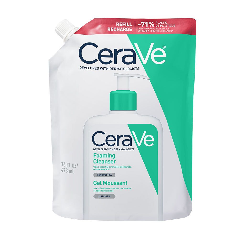 CeraVe recharge pour gel nettoyant moussant, 473 ml. Comprend une pompe.