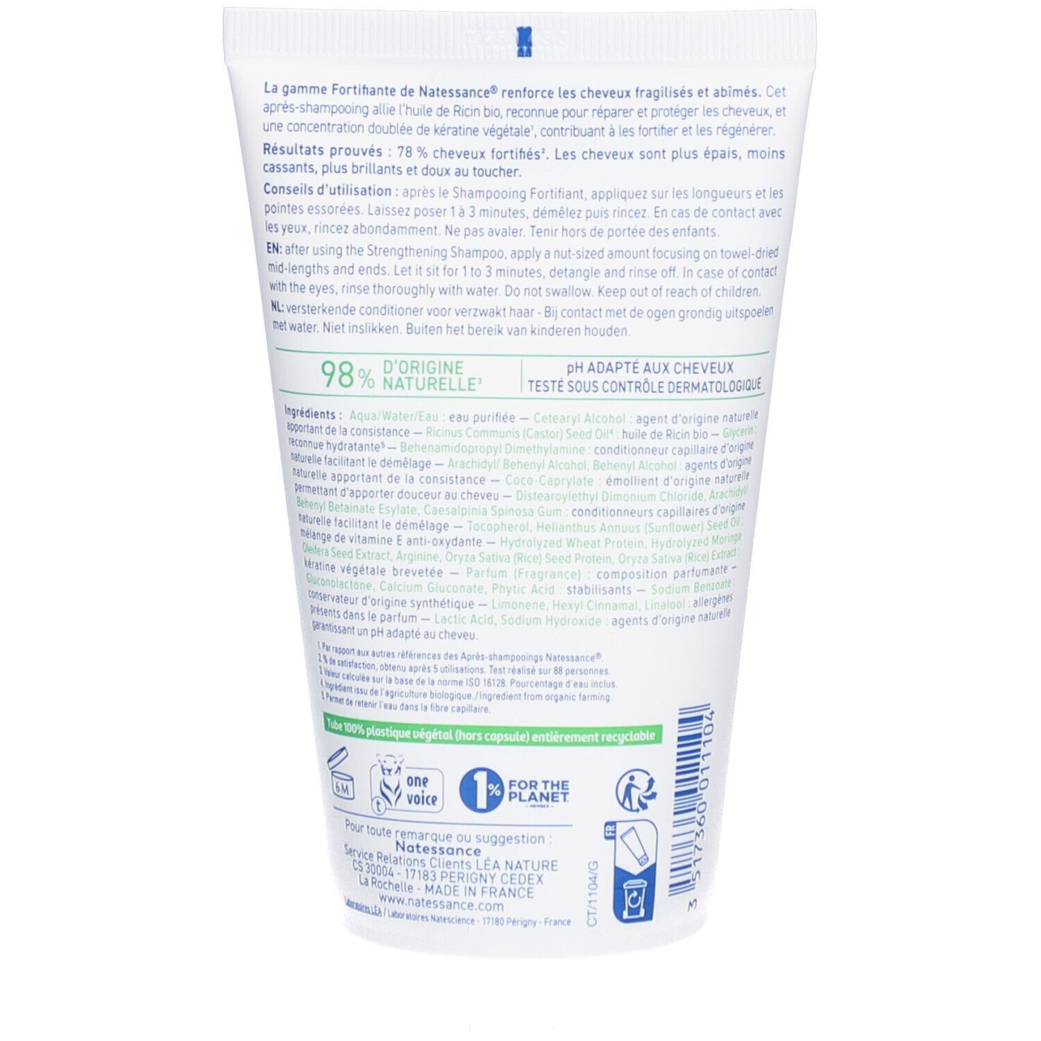 NATESSANCE Après-shampoing fortifiant ricin