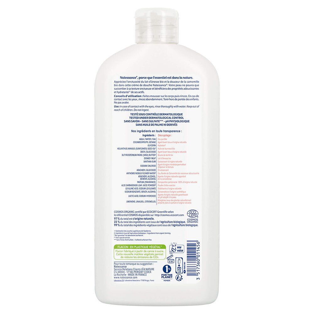 NATESSANCE Crème Douche Hydratante Lait d'ânesse
