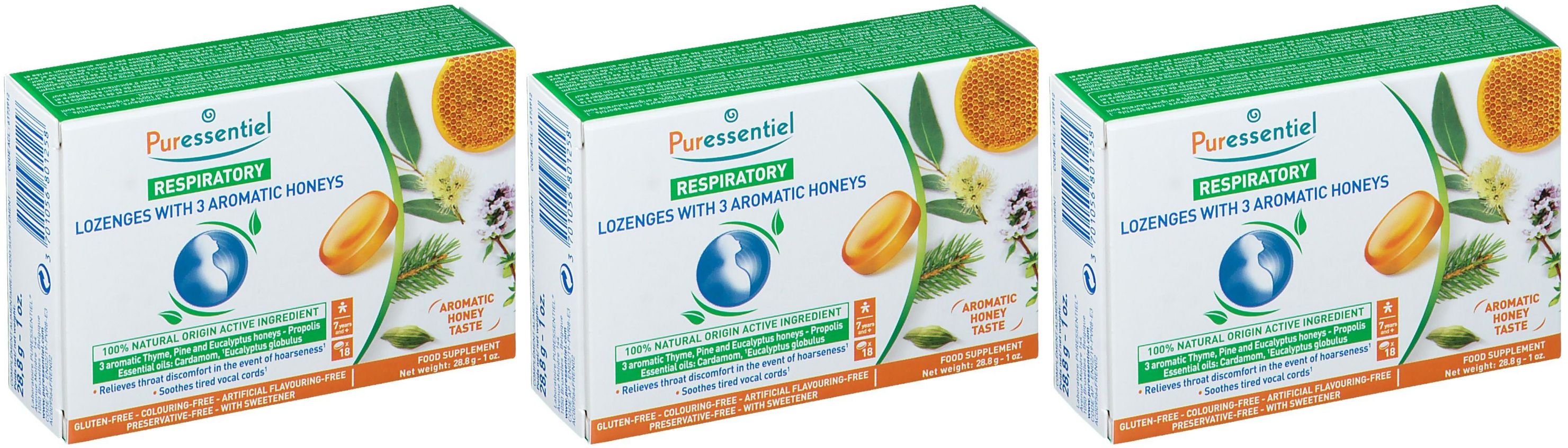 PURESSENTIEL RESPIRATOIRE Pastilles Respiratoire aux 3 miels aromatiques - 18 pastilles