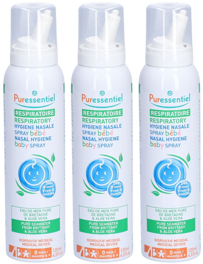 PURESSENTIEL Spray Hygiène Nasale Bébé 3x120 ml