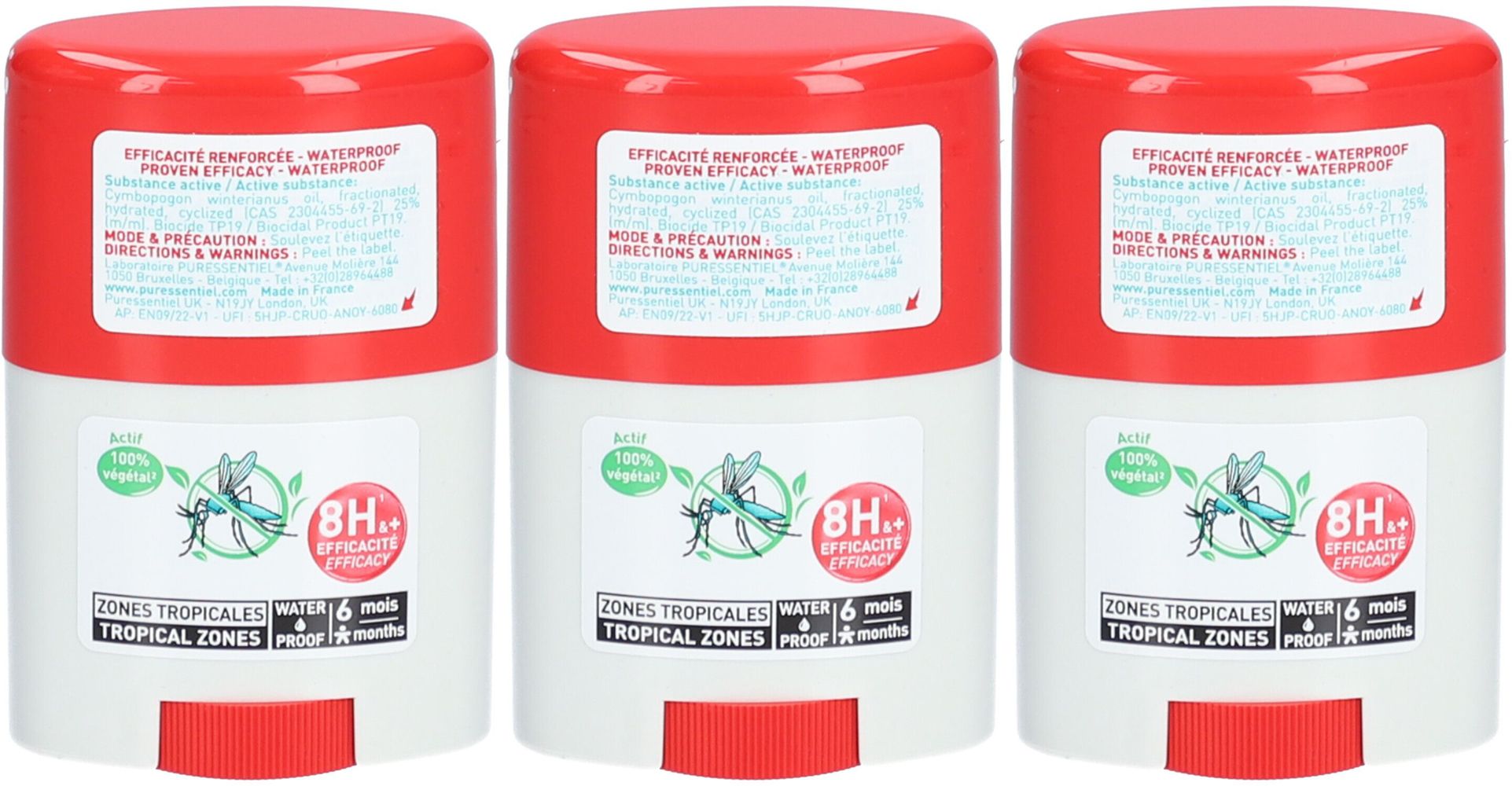 PURESSENTIEL Anti-Pique Stick zones tropicales 3X20 ml