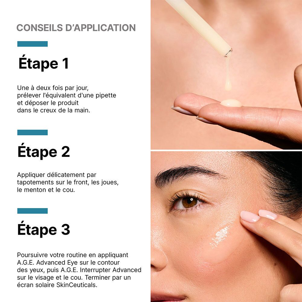 Étapes d'application. Étape 1 : déposer le produit dans la main. Étape 2 : Appliquer. Étape 3 : Application.