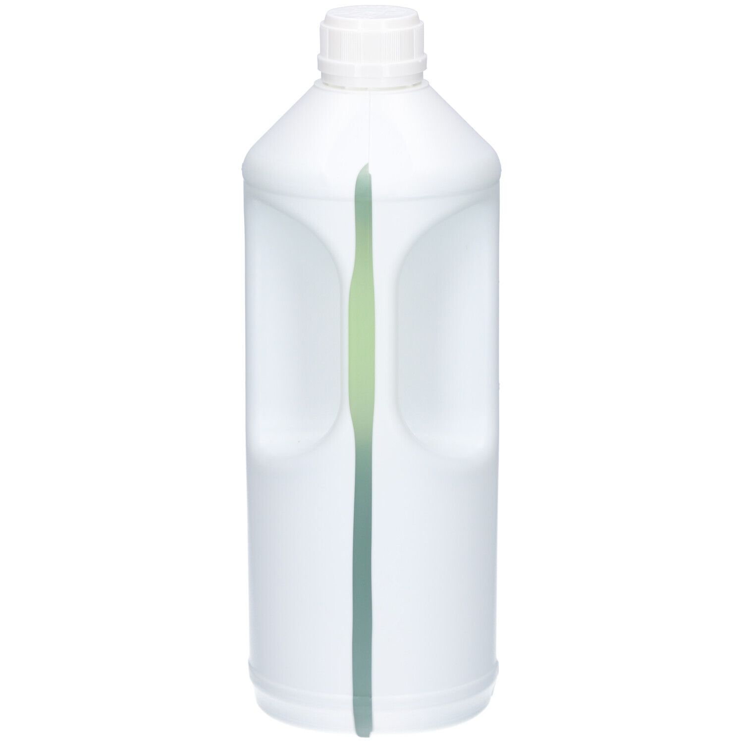 Bouteille blanche avec encoches. Bandes vertes. 1 litre.