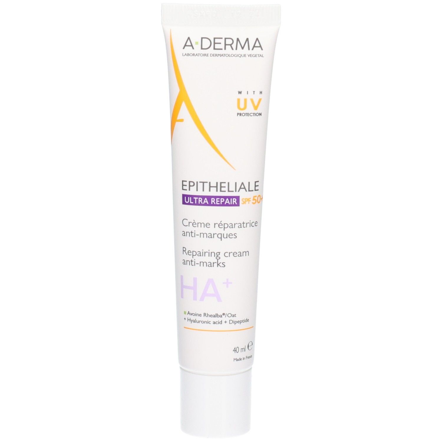 Crème réparatrice A-Derma Epitheliale Ultra Repair SPF50+ HA+. Tube 40ml.