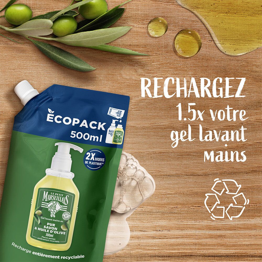 LE PETIT MARSEILLAIS Recharge Gel Lavant mains au pur savon & huile d'olive