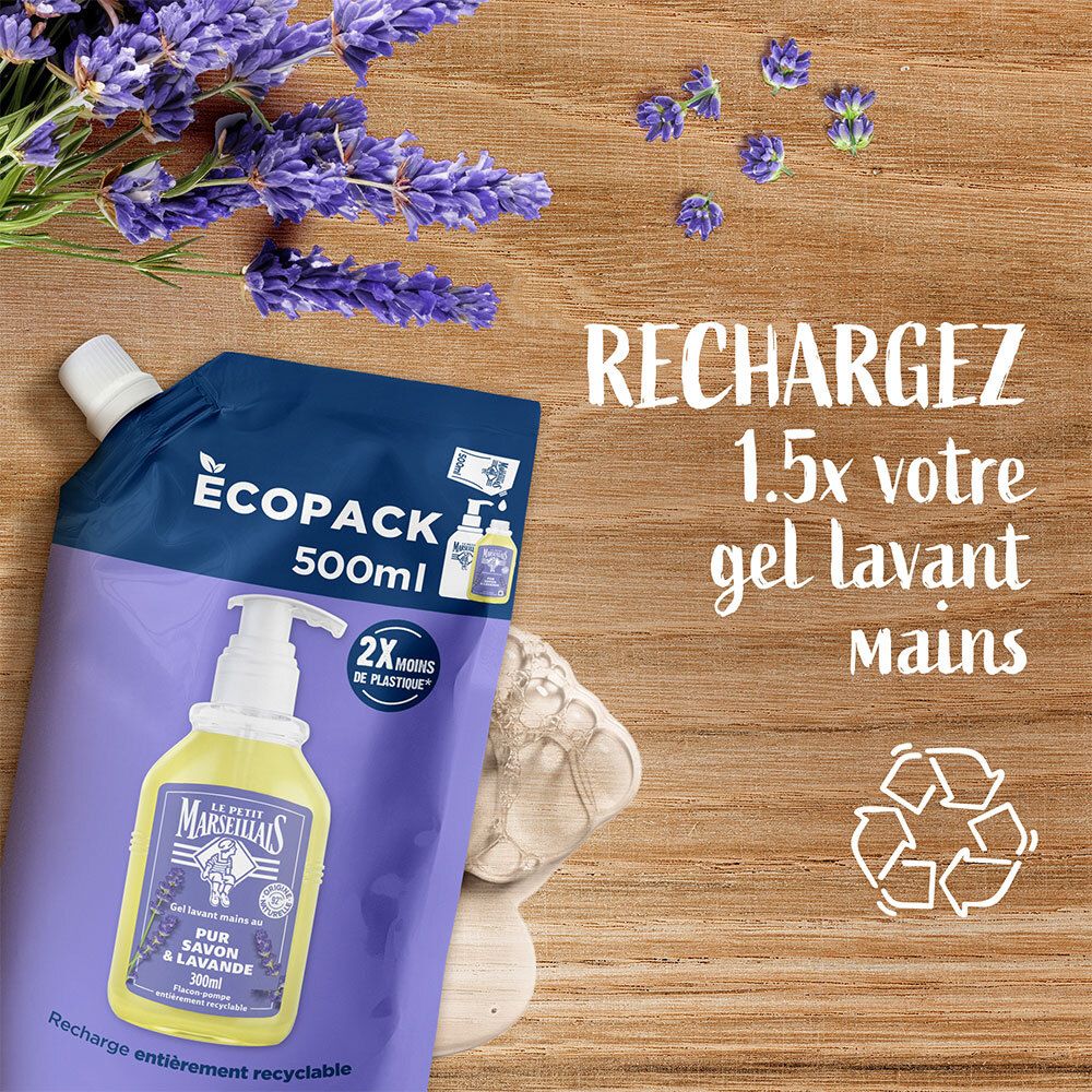 LE PETIT MARSEILLAIS Recharge Gel Lavant mains au pur savon & lavande