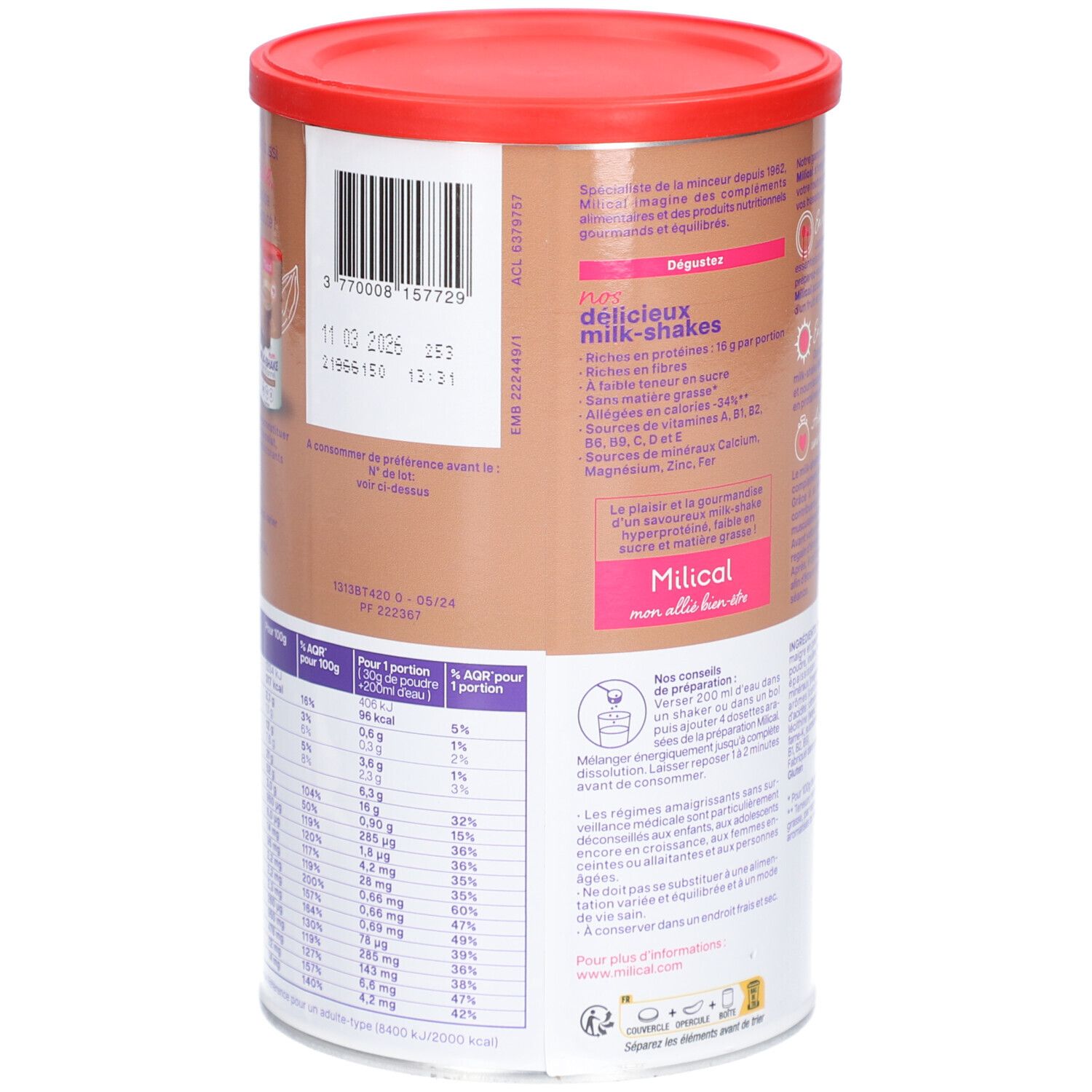 MILICAL Ma Boisson Nutritionnelle Saveur Chocolat