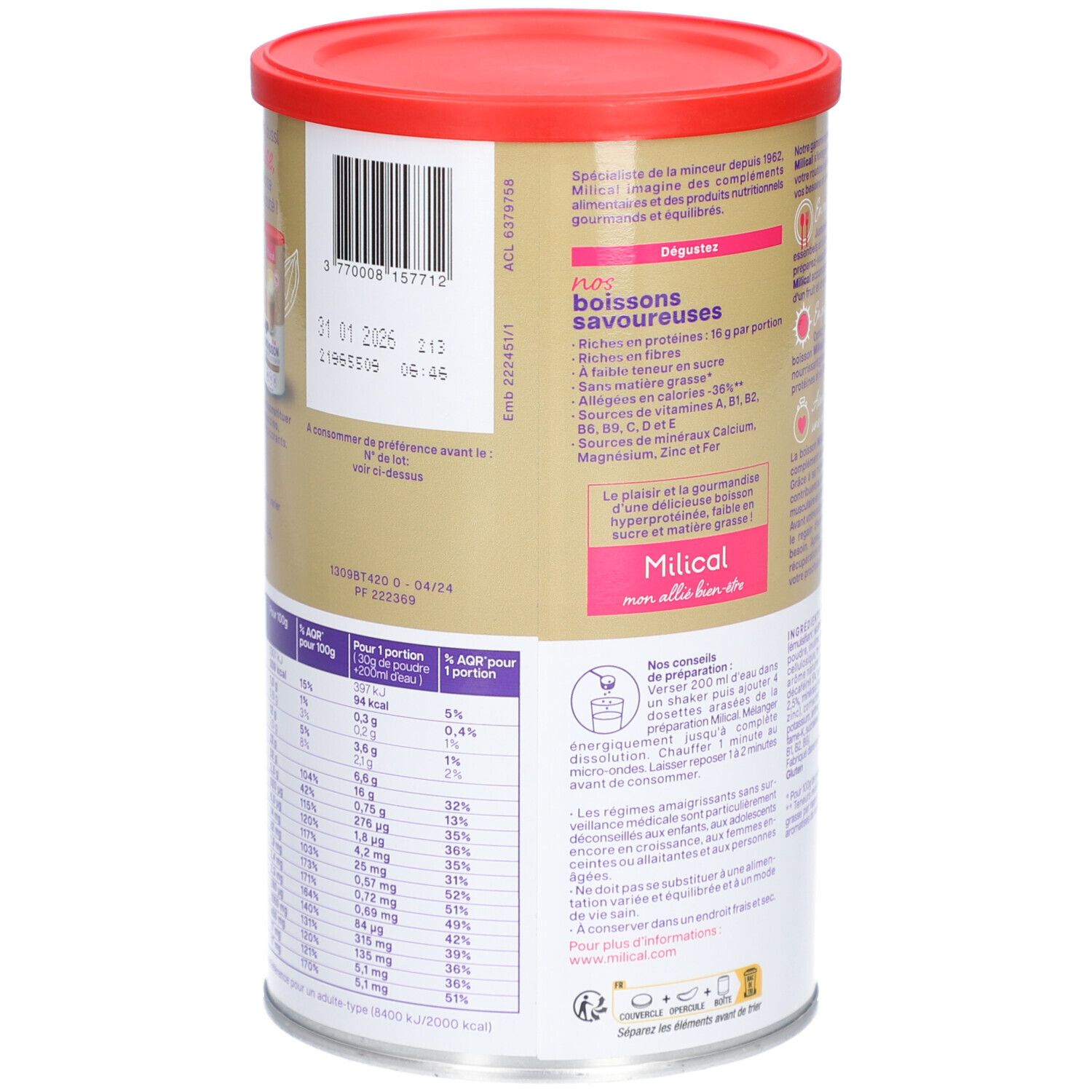 MILICAL Ma Boisson Nutritionnelle Saveur Cappuccino