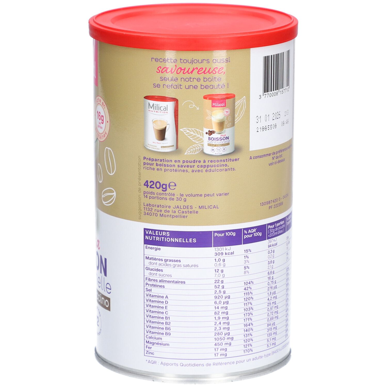 MILICAL Ma Boisson Nutritionnelle Saveur Cappuccino