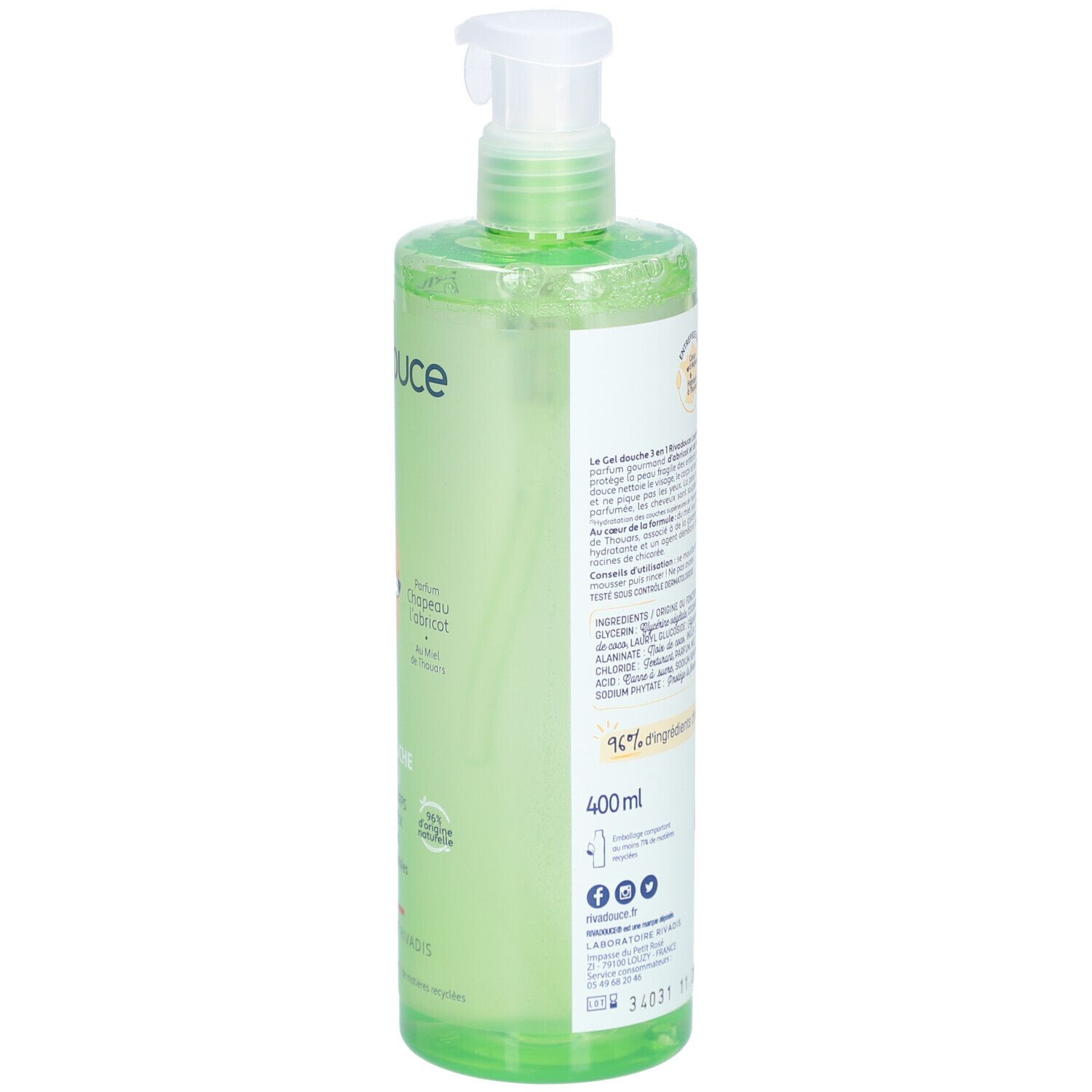 RIVADOUCE Gel Douche 3en1 Loupiots Chapeau l'Abricot 400 ml