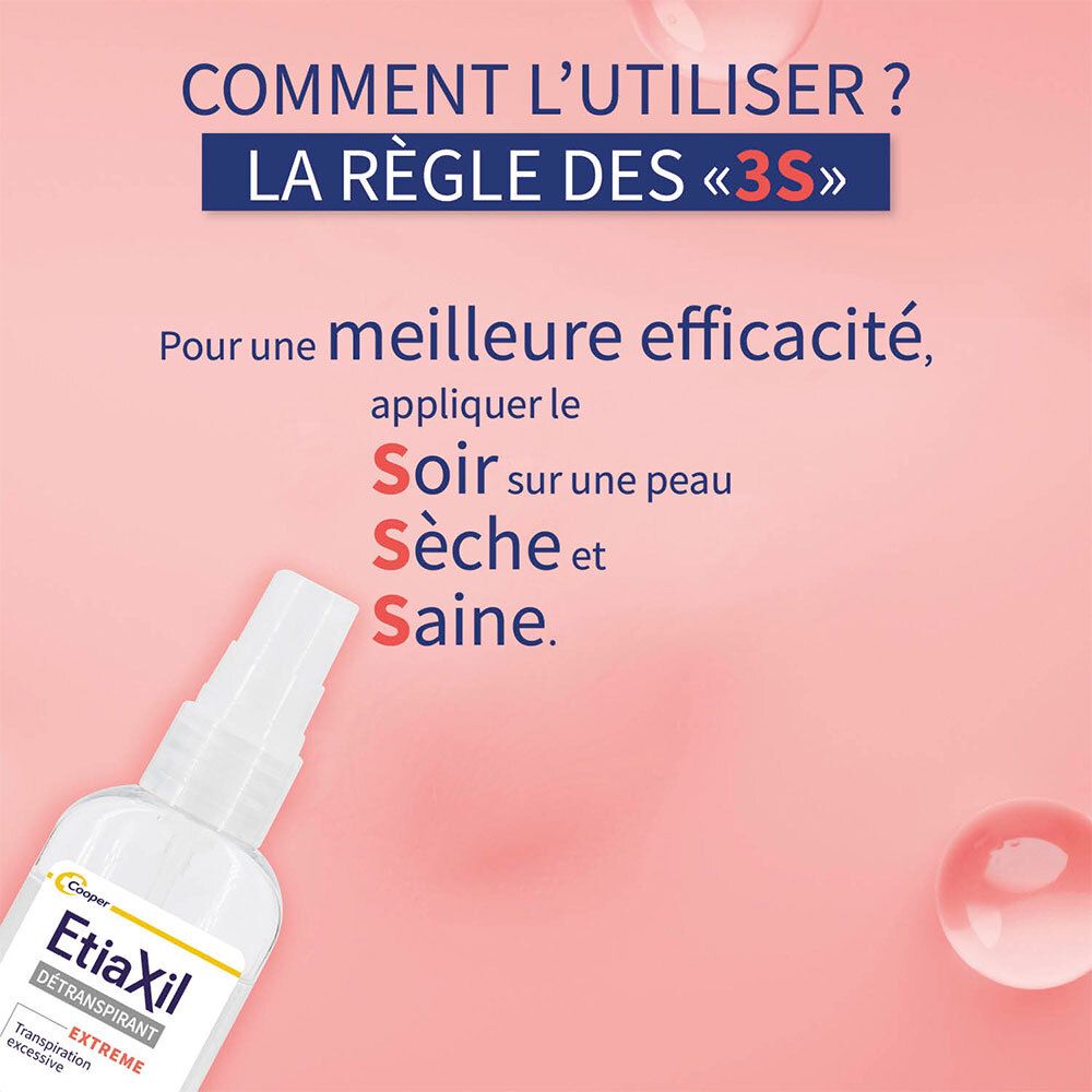 ETIAXIL - Déodorant Detranspirant - Transpiration Excessive - Aisselles Mains Pieds Torse - Extrême 5 jours - Peaux normales - Efficacité 5 jours - Spray - 30 ml