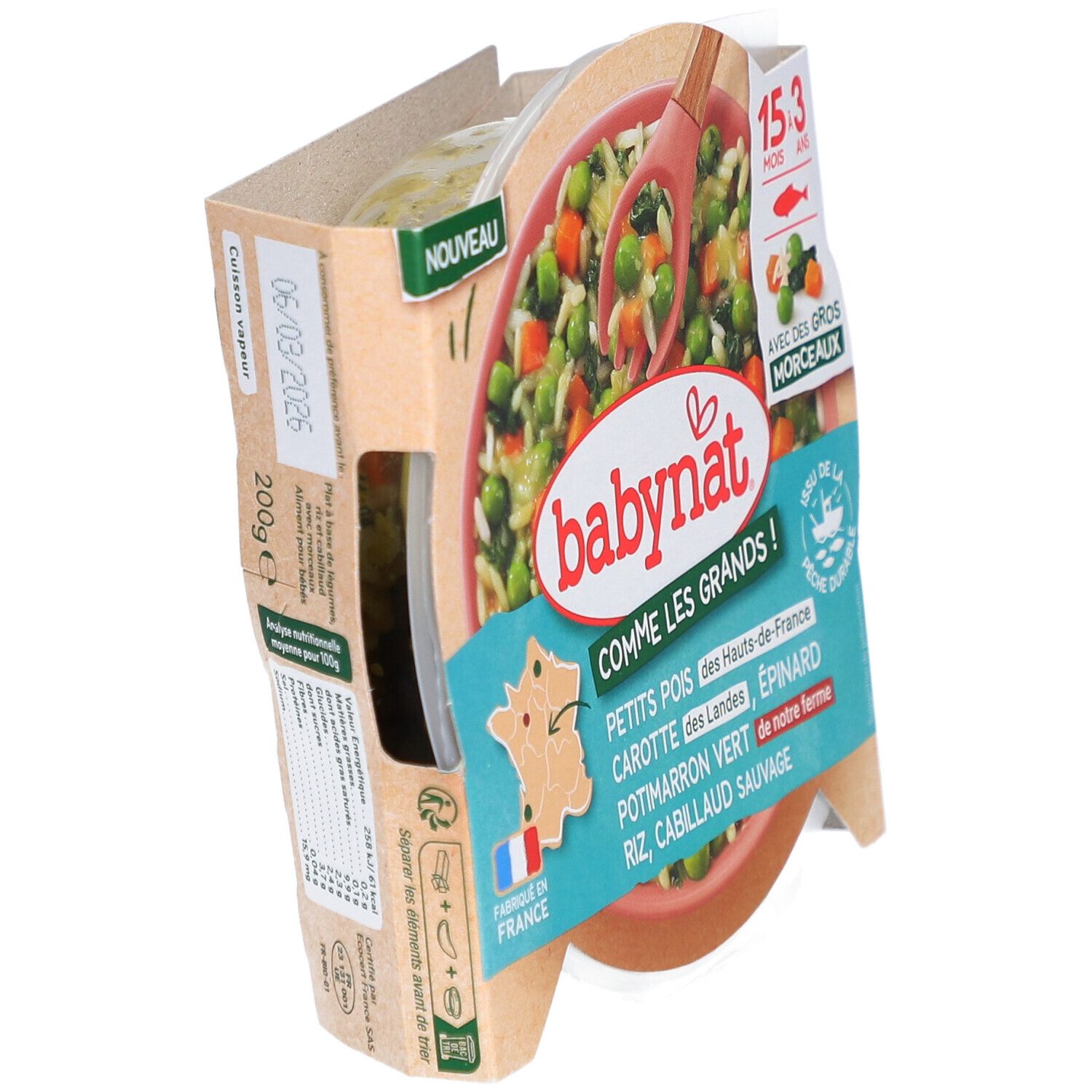 BABYNAT Petits Pois Pomme de Terre Cabillaud Sauvage