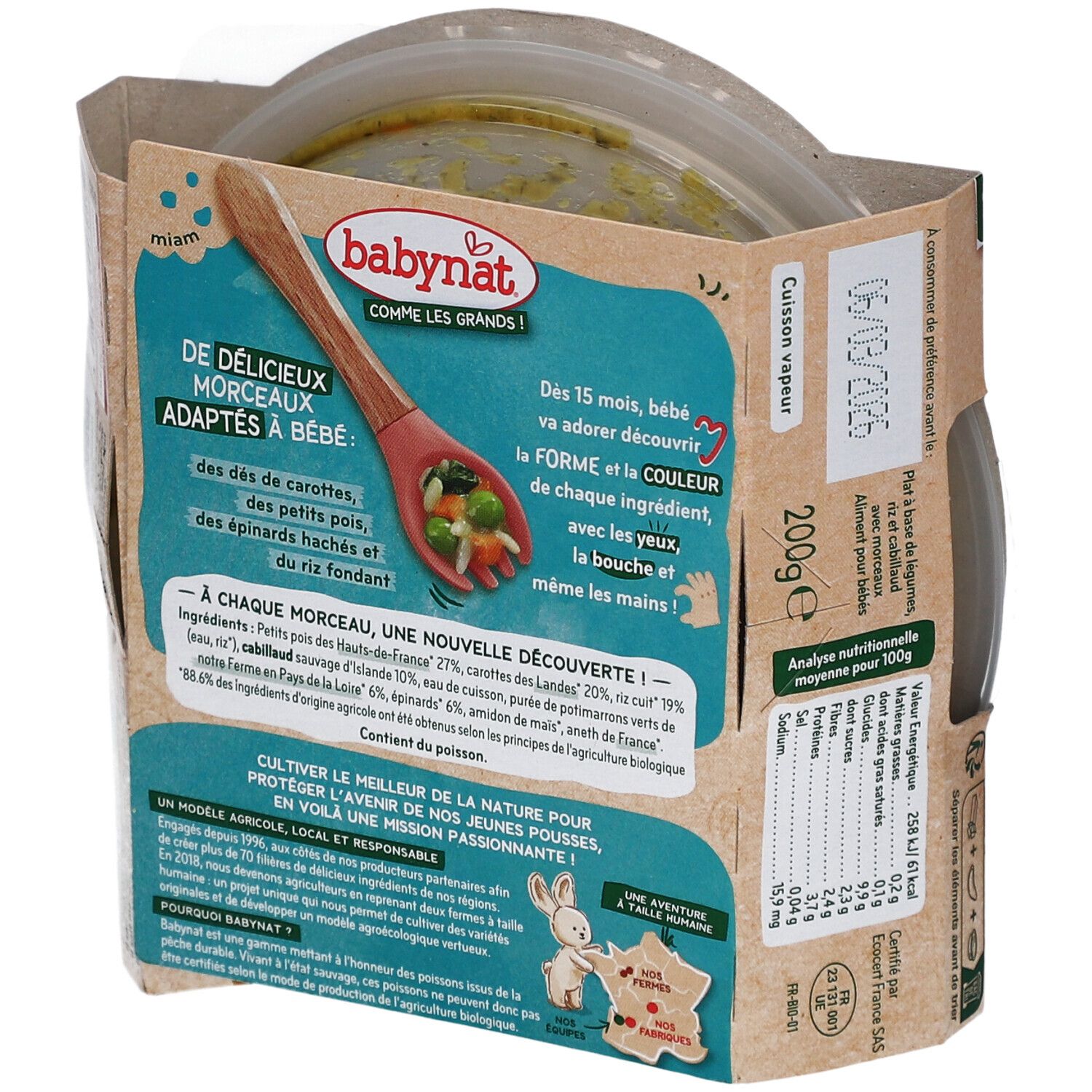 BABYNAT Petits Pois Pomme de Terre Cabillaud Sauvage