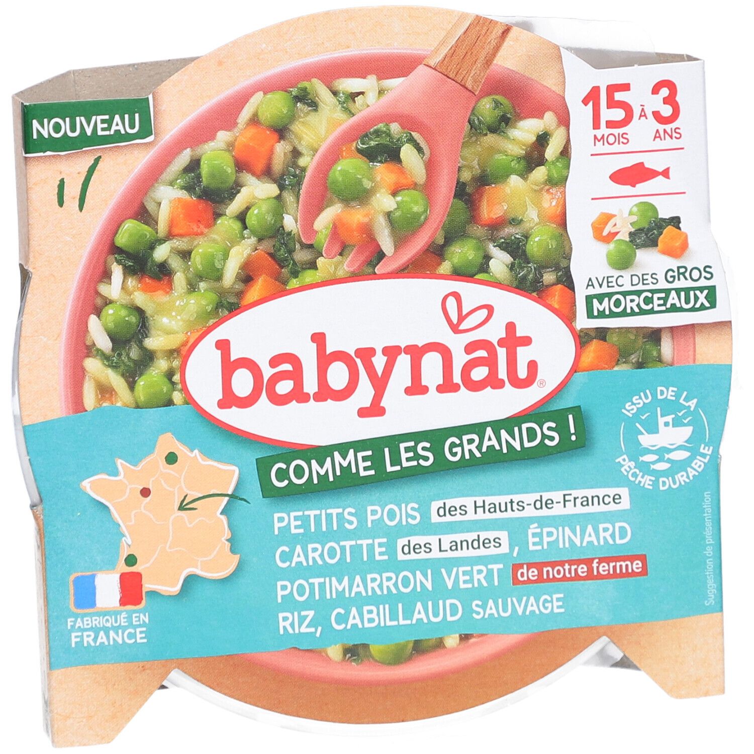 BABYNAT Petits Pois Pomme de Terre Cabillaud Sauvage