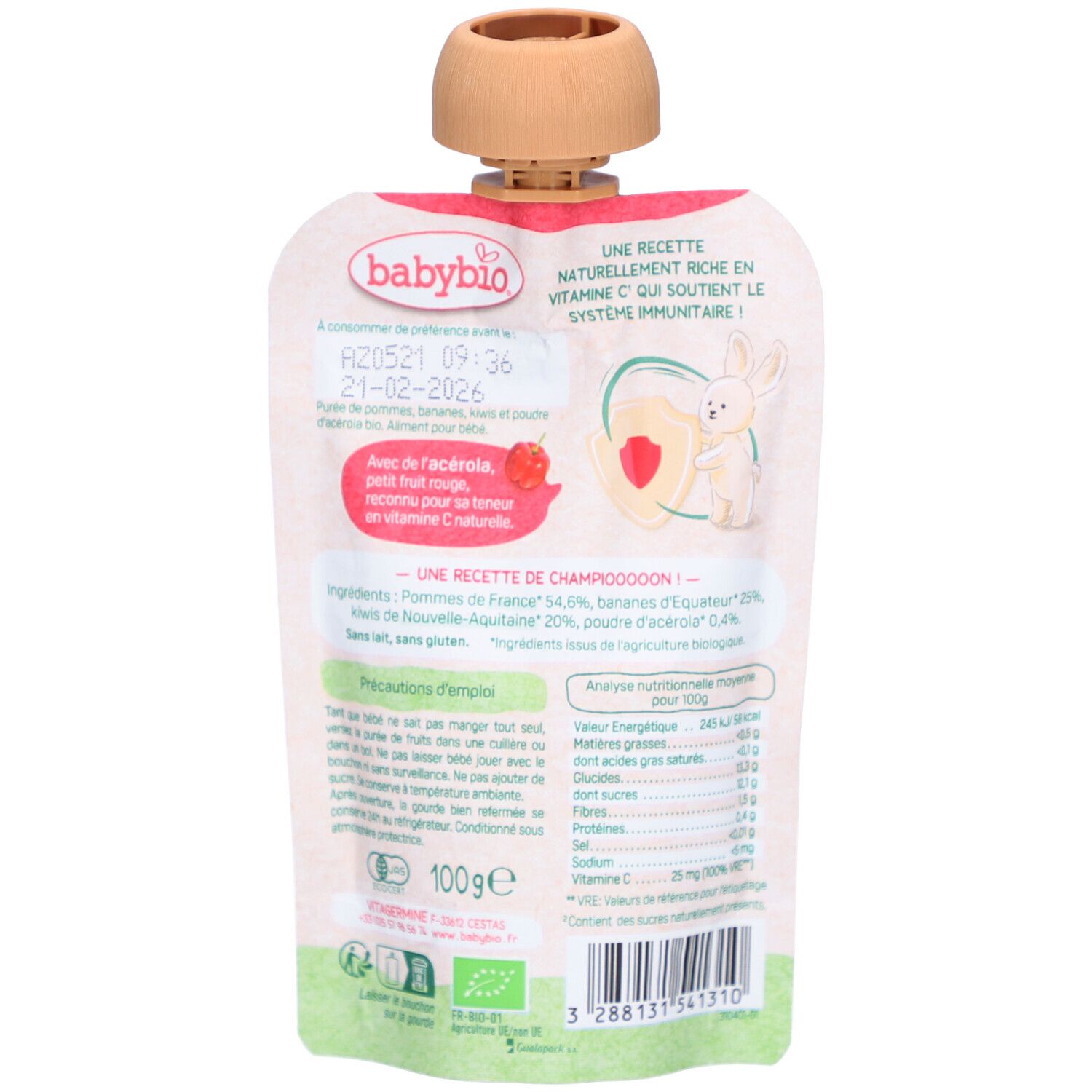 BABYBIO Pomme Banane Kiwi Acerola