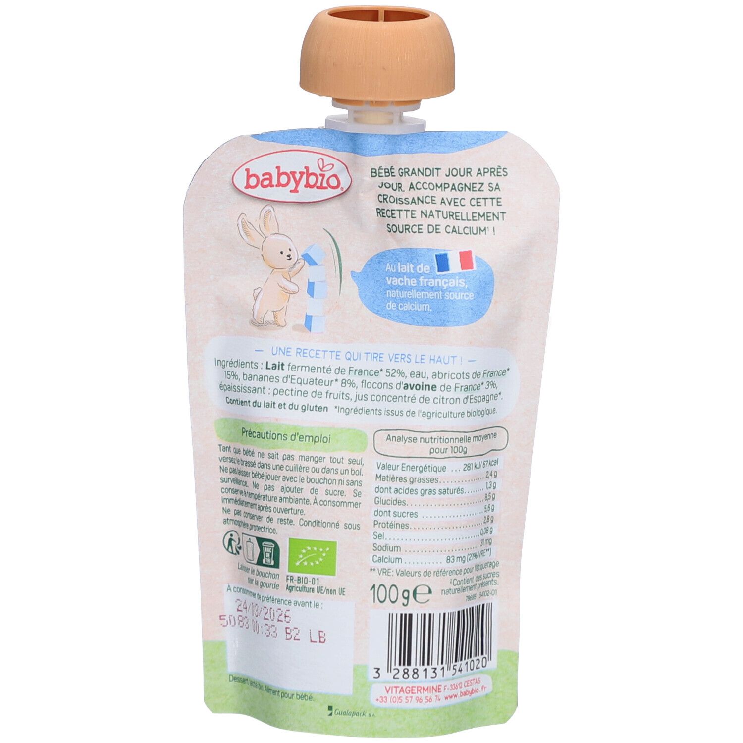 BABYBIO Brassé Croissance Abricot Banane Avoine