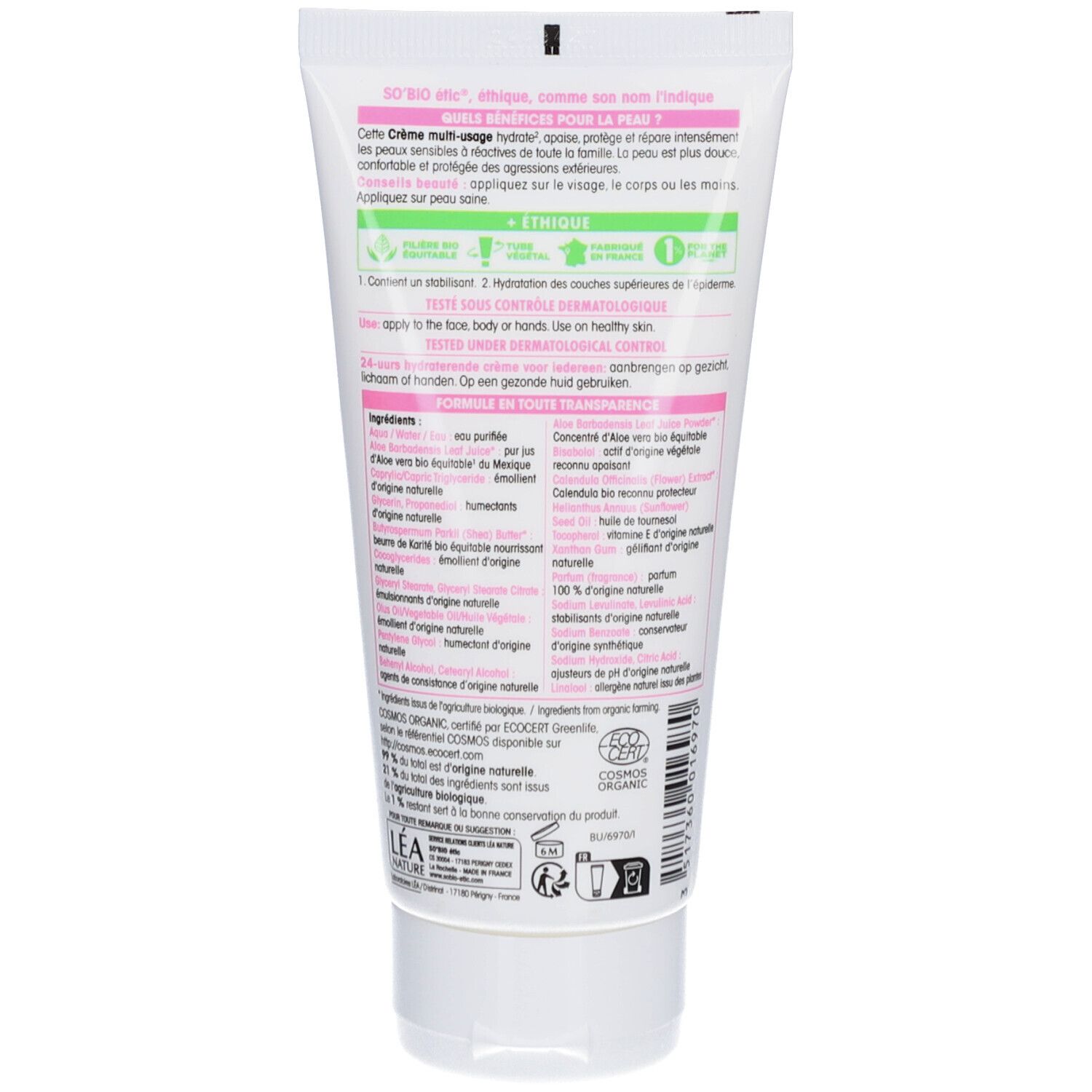 SO BIO ETIC Hydra AloeVera La Crème des Familles Hydratante 24h