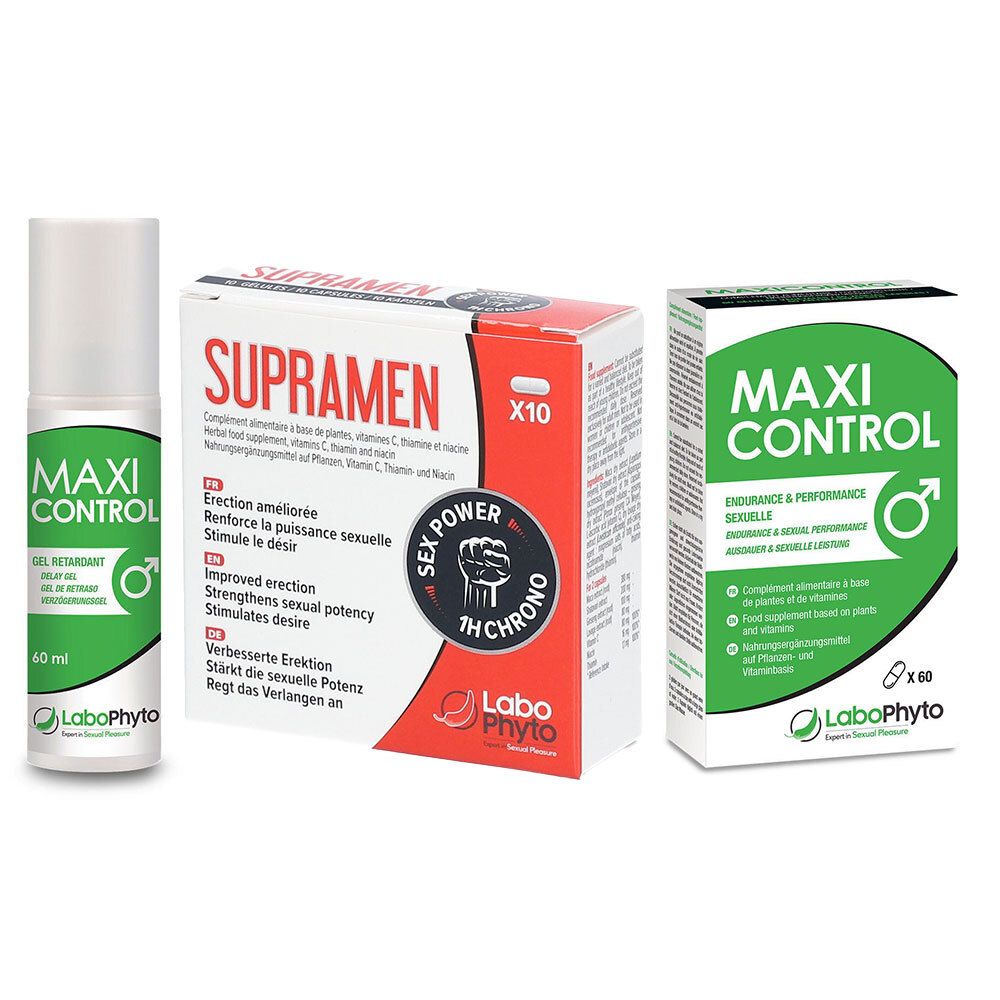 Set LABOPHYTO Maxi Control Ejaculation retardée + Labophyto Maxi Control Gel Retardant + LABOPHYTO Supramen Erection améliorée