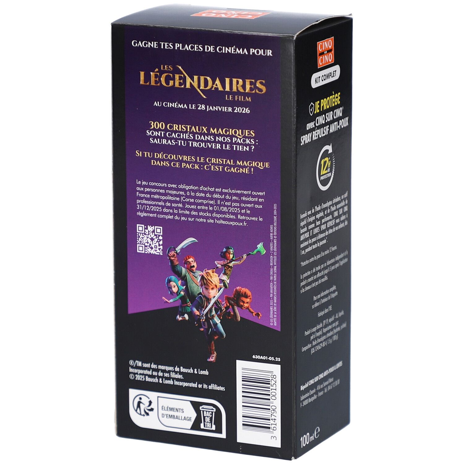 Dos de la boîte. Publicité pour le film Les Légendaires. Code QR.